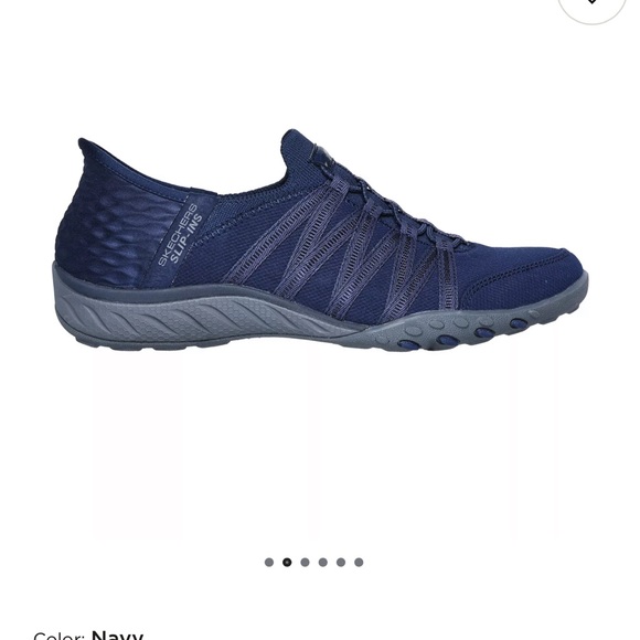 Skechers Slip-Ins Breathe Easy Roll With Me Navy Blue Sneakers Shoes - Picture 2 of 5